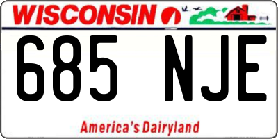WI license plate 685NJE