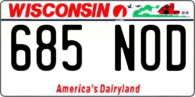 WI license plate 685NOD