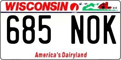 WI license plate 685NOK