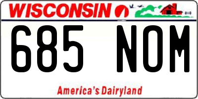 WI license plate 685NOM