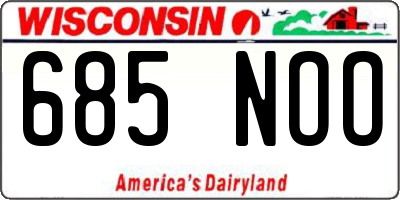 WI license plate 685NOO