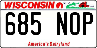WI license plate 685NOP