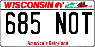 WI license plate 685NOT