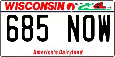 WI license plate 685NOW