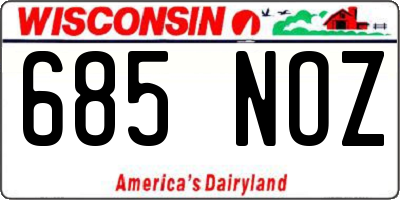 WI license plate 685NOZ