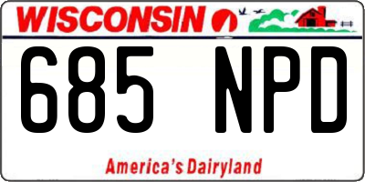 WI license plate 685NPD