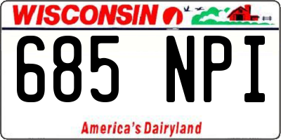 WI license plate 685NPI
