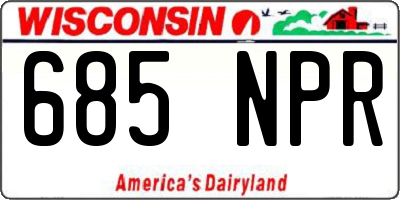WI license plate 685NPR
