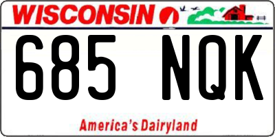 WI license plate 685NQK