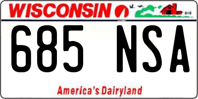 WI license plate 685NSA