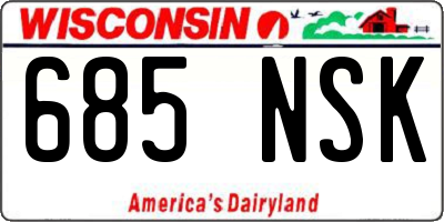 WI license plate 685NSK