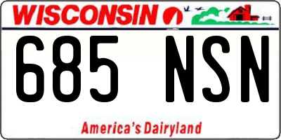 WI license plate 685NSN