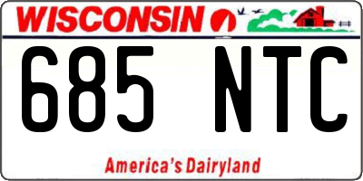 WI license plate 685NTC