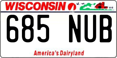 WI license plate 685NUB
