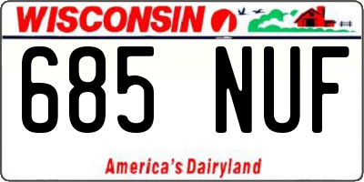 WI license plate 685NUF