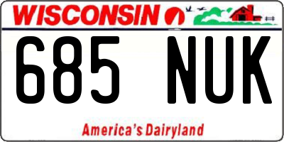 WI license plate 685NUK