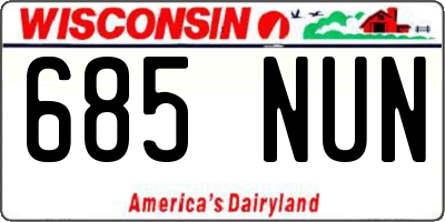 WI license plate 685NUN