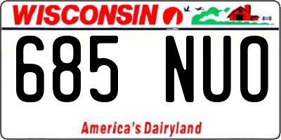 WI license plate 685NUO
