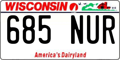 WI license plate 685NUR