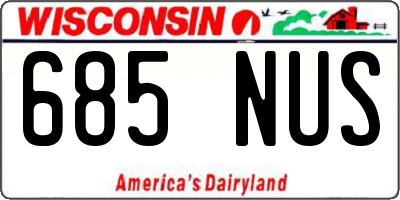 WI license plate 685NUS