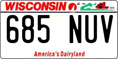 WI license plate 685NUV