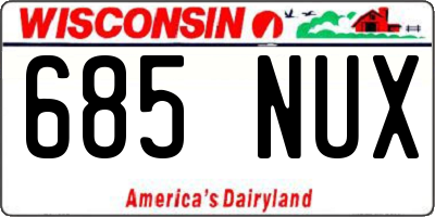 WI license plate 685NUX