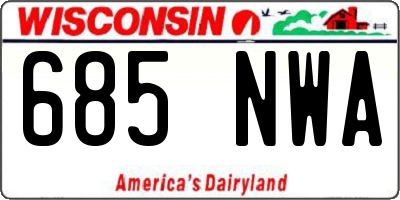 WI license plate 685NWA