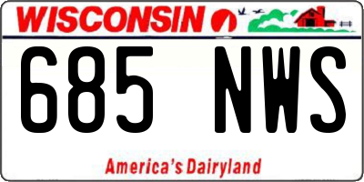 WI license plate 685NWS
