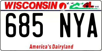 WI license plate 685NYA