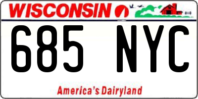 WI license plate 685NYC