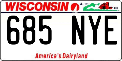WI license plate 685NYE