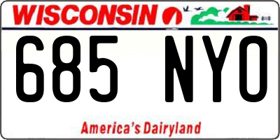 WI license plate 685NYO