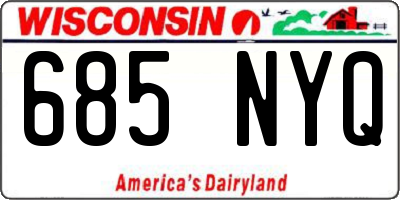 WI license plate 685NYQ