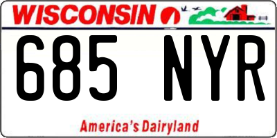 WI license plate 685NYR