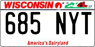 WI license plate 685NYT
