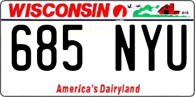 WI license plate 685NYU