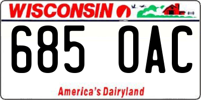 WI license plate 685OAC