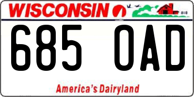 WI license plate 685OAD