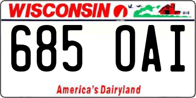WI license plate 685OAI