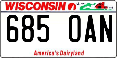 WI license plate 685OAN