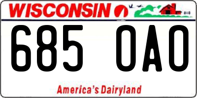 WI license plate 685OAO