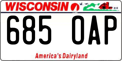 WI license plate 685OAP