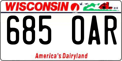 WI license plate 685OAR