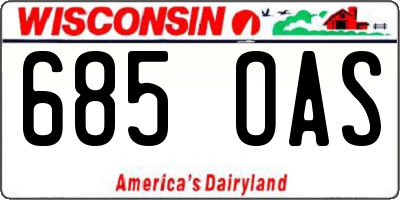 WI license plate 685OAS