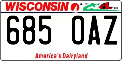 WI license plate 685OAZ