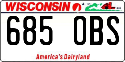 WI license plate 685OBS