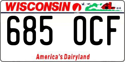 WI license plate 685OCF