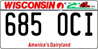 WI license plate 685OCI