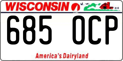 WI license plate 685OCP