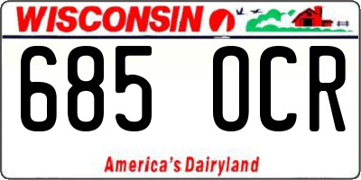 WI license plate 685OCR